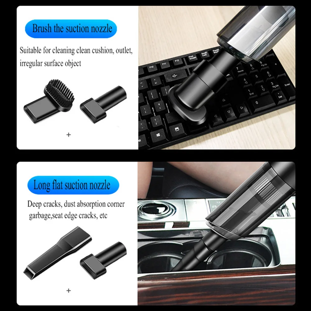

120W USB Cordless Car Vacuum Cleaner Mini 6000PA Handheld Car Home Household Multi-purpose Powerful Suction Vacuum Rechargeable