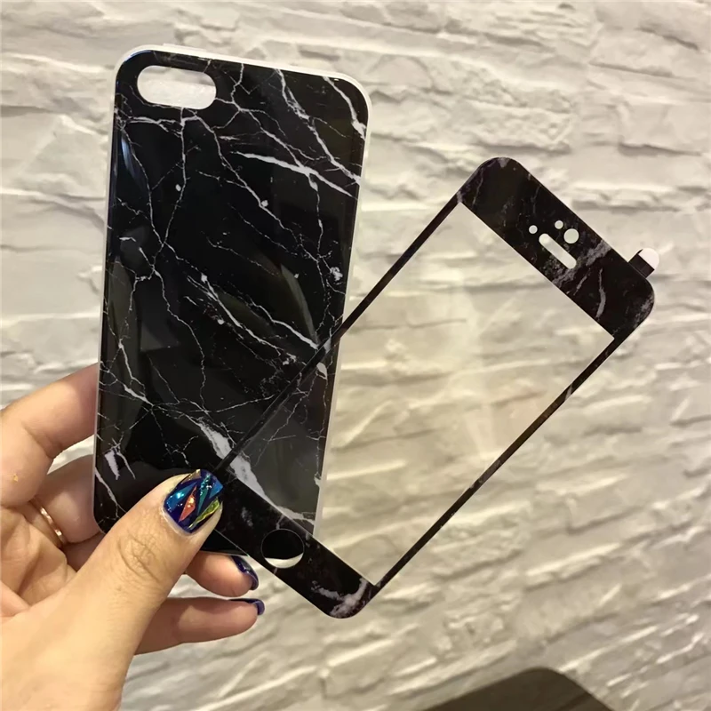 Для IPhone 7 7Plus мраморные чехлы для телефонов + Защитная пленка экрана Coque I Phone X 6 S 8 Plus
