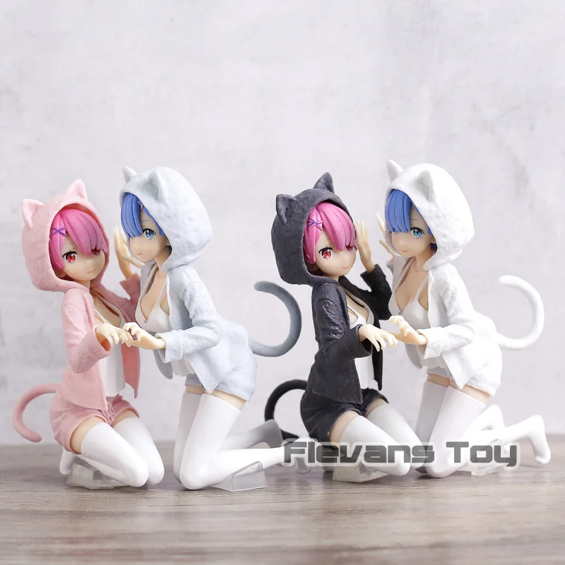 

Re:Zero Kara Hajimeru Isekai Seikatsu Rem & Ram Nyanko Mode ПВХ Фигурка Игрушка Аниме Коллекционная модель фигурка кукла