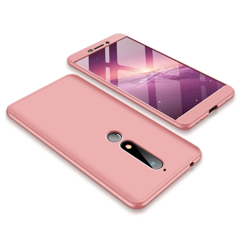 3 Для Nokia 6,1 TA 1043 чехол цветной 360 градусов защищенный полный корпус матовый чехол для Nokia 6 TA-1043 с защитным стеклом - Цвет: 3