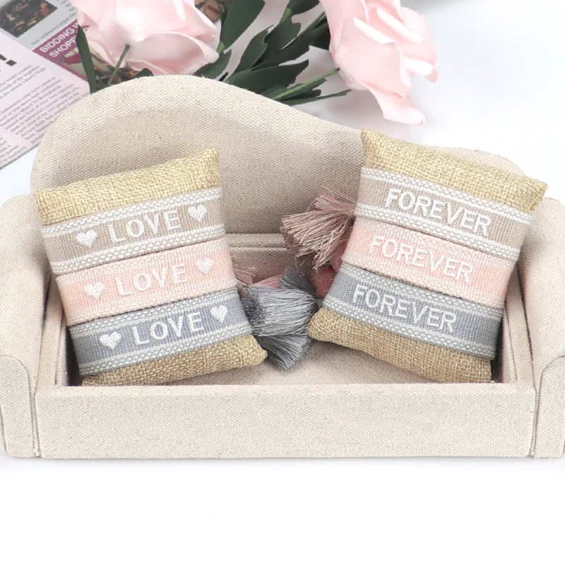 

Woven Friendship Bracelet For Women 2021 Summer Braided Bracelets Embroidery Heart Bracelet Customize Jewelry