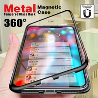 magnetic case for one plus 6t 5t metal frame magnet flip cover for one plus 6 glass back cover for iphone x xs xr xs max