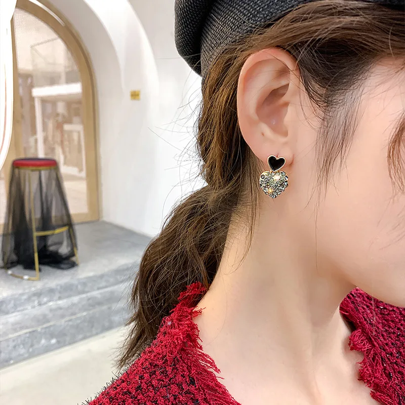 Crystal Heart Shaped Square Shiny Rhinestones Drop Earrings For Women Girls Party Gift Trendy Wedding Dangle Jewelry |