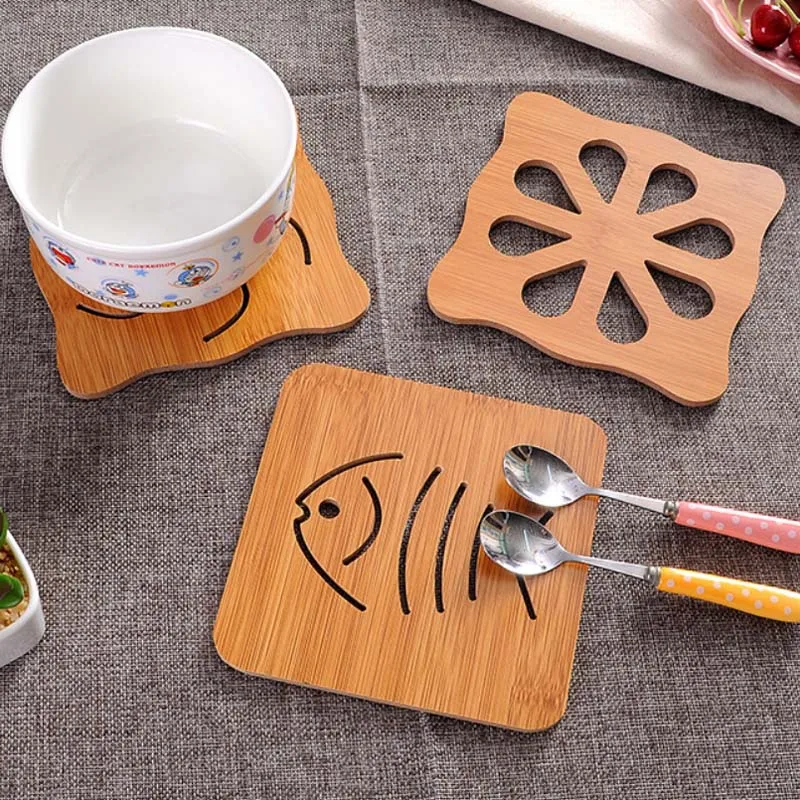 Деревянный кухонный коврик нескользящий теплоизоляционный подставка под чашки