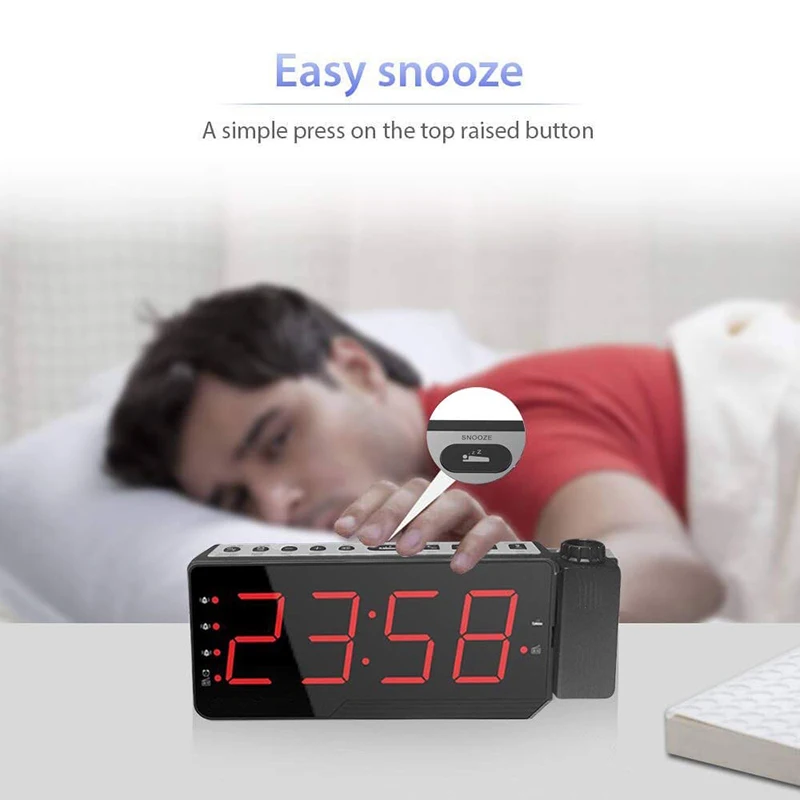 FM радио часы светодиодный цифровой будильник с проекцией времени температура