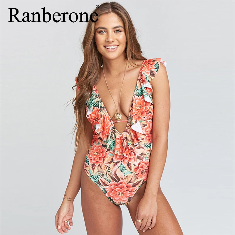 Женский сексуальный цельный купальник с глубоким v образным вырезом женский