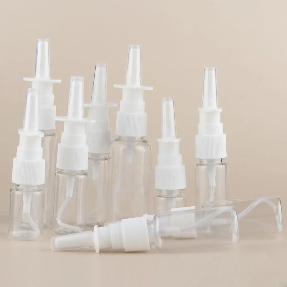 

2pcs New White Nasal Spray Pump Empty Plastic Bottles Refillable Sprayer Health Nose Mist For Medical Packaging Accessories