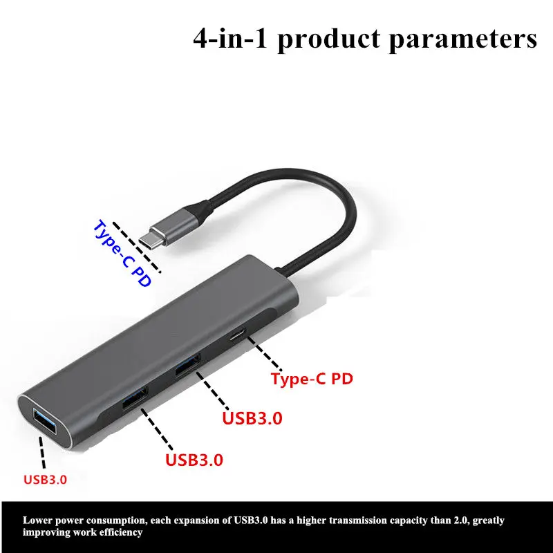 4 в 1 концентратор для Xiaomi huawei ноутбук samsung S8 9+ 10 USB-C к HDMI док-станция PD адаптер питания быстрая зарядка для huawei P30 - Цвет: Grey