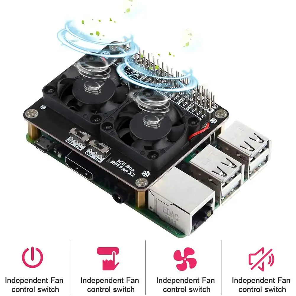 

Raspberry Pi 4B/3B+/3B Ice Cooling Fan Intelligent Speed Temperature Control Expansion Board CPU Information Fan Spee LCD