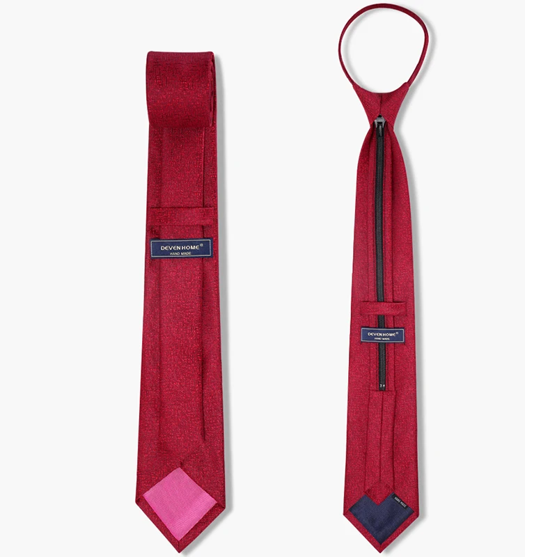 New Top Quality Business Tie for Men Designer Brand Fashion Red 8CM Wide Zipper Necktie Korean Style Gentleman Dress Suit
