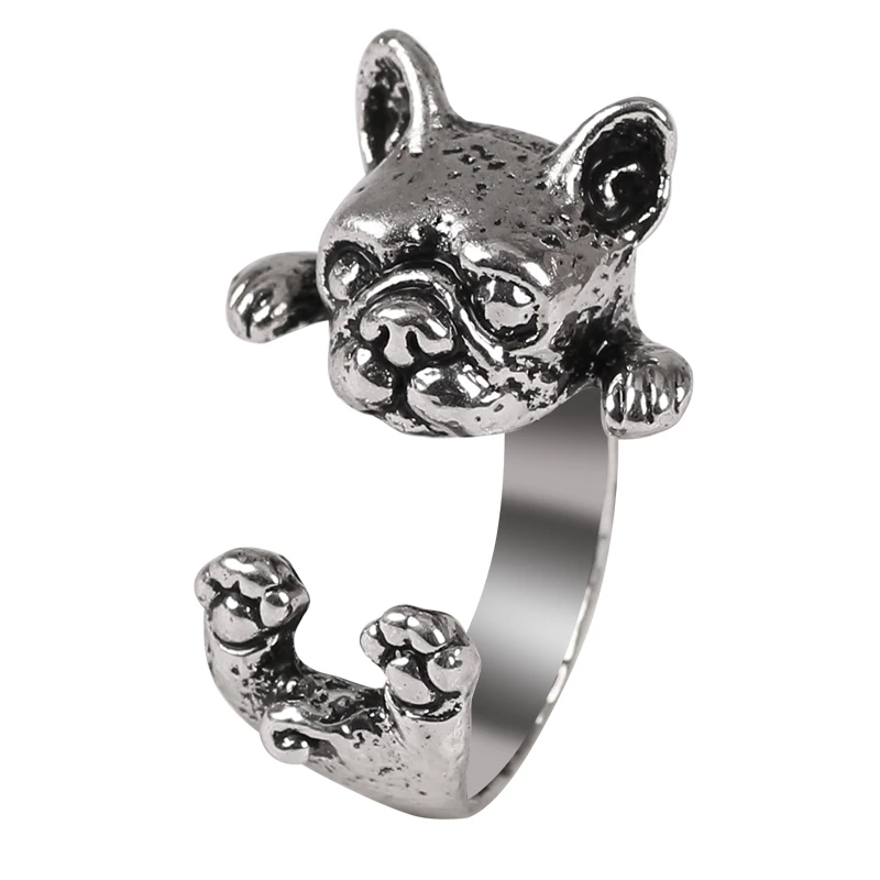 

New Retro Men And Women Rings Punk Personality Hip-hop Pet Dog Opening Adjustable Alloy Plated Memorial Jewelry Gift