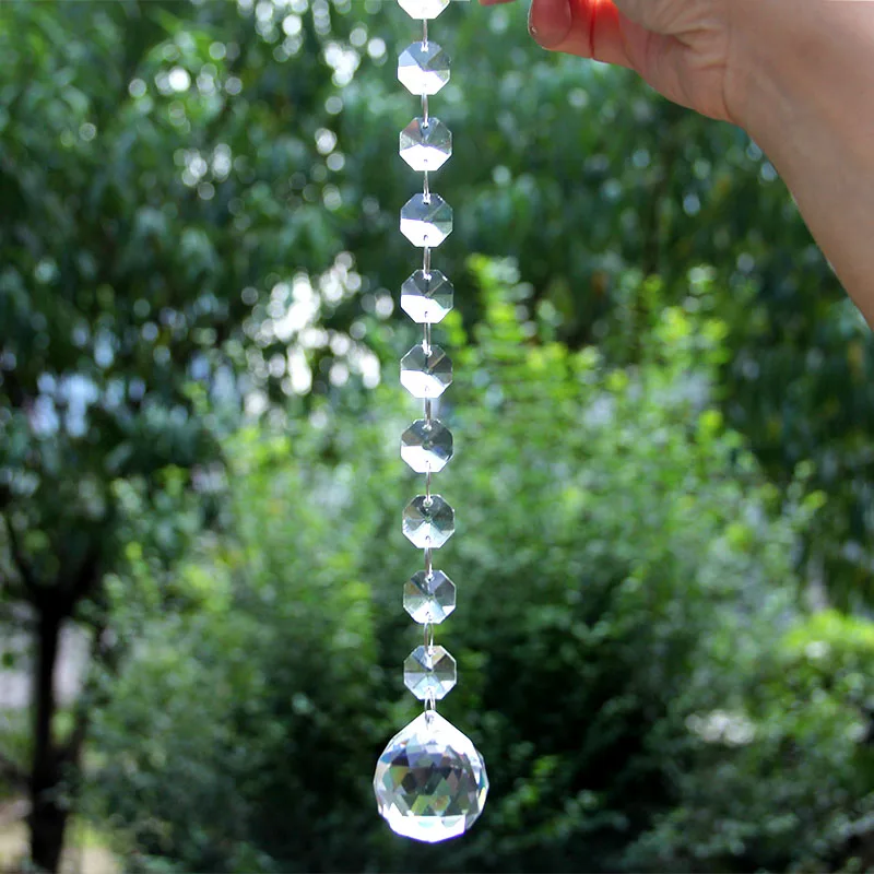 Хрустальная подвеска в виде Ловца солнца с граненым шариком стеклянная шторка из