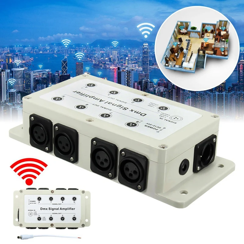 

Dc12-24V 8 Channel Output Dmx Dmx512 Led Controller Signal Amplifier Splitter Distributor For Home Equipments