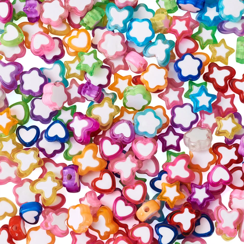 

600Pcs Mixed Acrylic Beads Star/Flower/Butterfly/Heart Shape Loose Spacer Bead For Bracelet Necklace DIY Jewelry Making