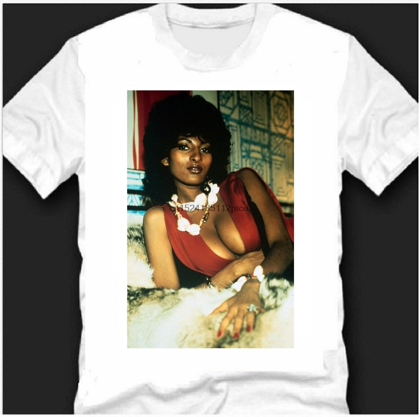 Коричневая футболка с надписью Pam Grier|Мужские футболки| |