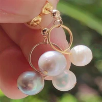 natural pearl gold earrings eardrop 18k chain girl gift fools day classic women wedding lucky diy thanksgiving jewelry