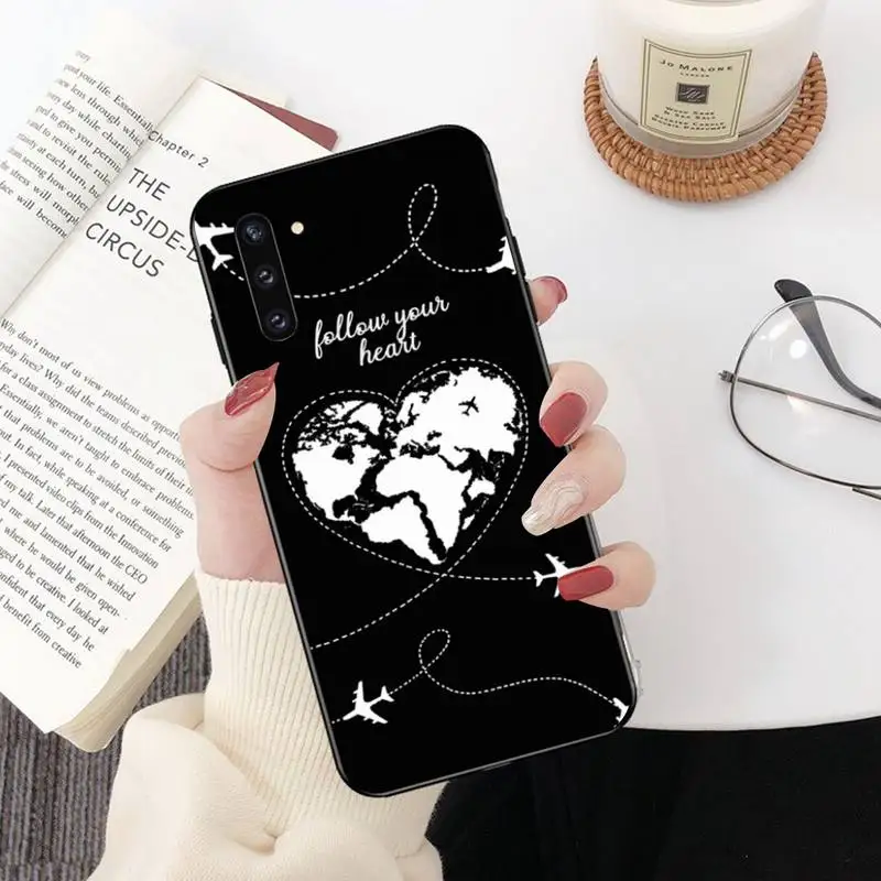 Мягкий силиконовый черный чехол CUTEWANAN с картой мира для Samsung Galaxy J7 J8 J6 Plus 2018 Prime Note 7
