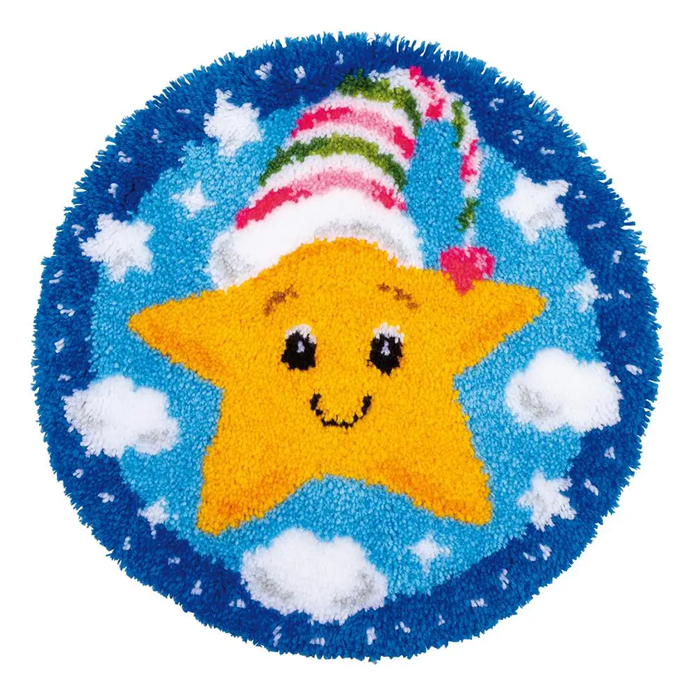 

Latch Hook Rug Kits for Kids with Preprinted Star Canvas Pattern Includes Tool Gift Baby Room Decoration