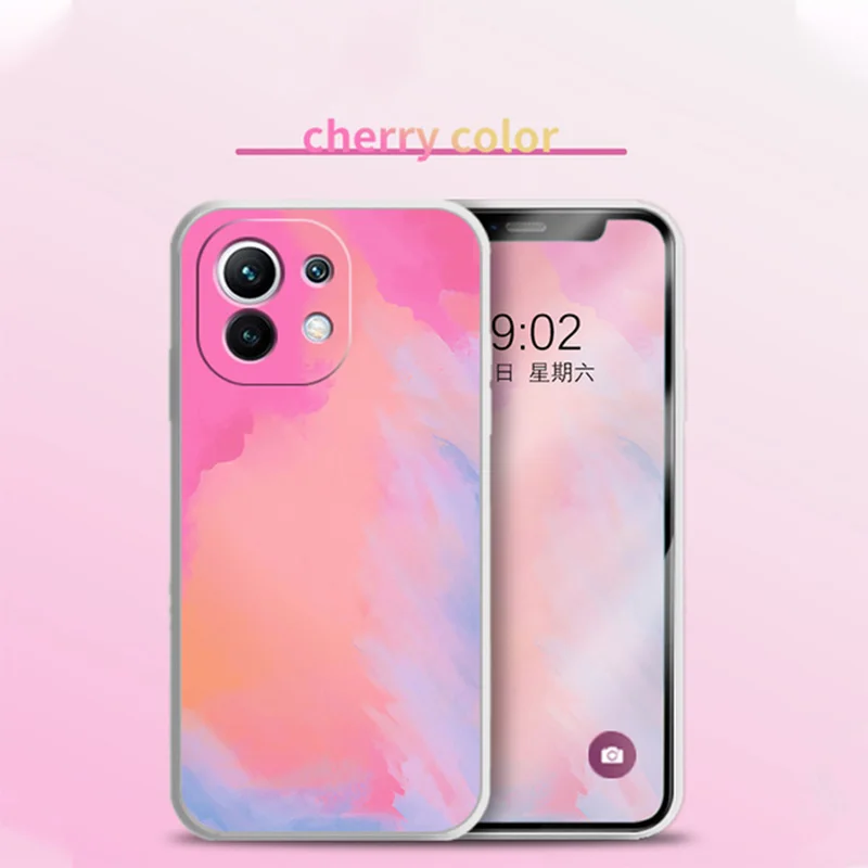 

Luxury Original Square Watercolor Soft Silicone Case For Xiaomi Mi 11 Pro 10T Lite 10 9 Poco X3 F3 Redmi K40 9T Note 9S 8 Cover