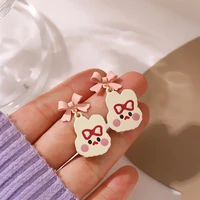 2022 new rabbit earrings japanese cute rabbit with bow sweet cute for summer simple versatile girl earring gifts for friends