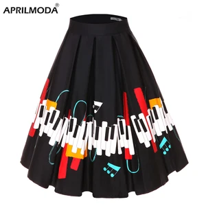 Женская юбка с цветочным принтом, плиссированная винтажная юбка в стиле ретро с высокой талией и размера плюс, 4XL, 2020