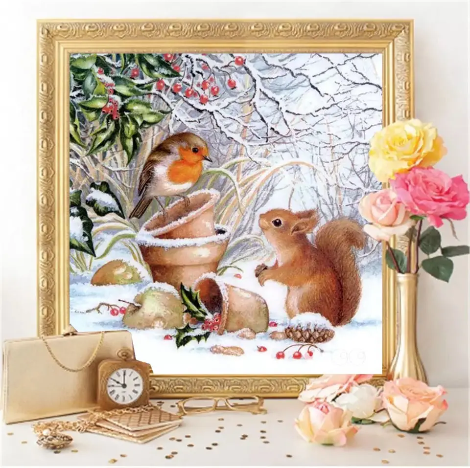 

5D diamond painting handmade DIY embroidery cross stitch full square diamond custom photo "Animal Squirrel" wall home decor gift