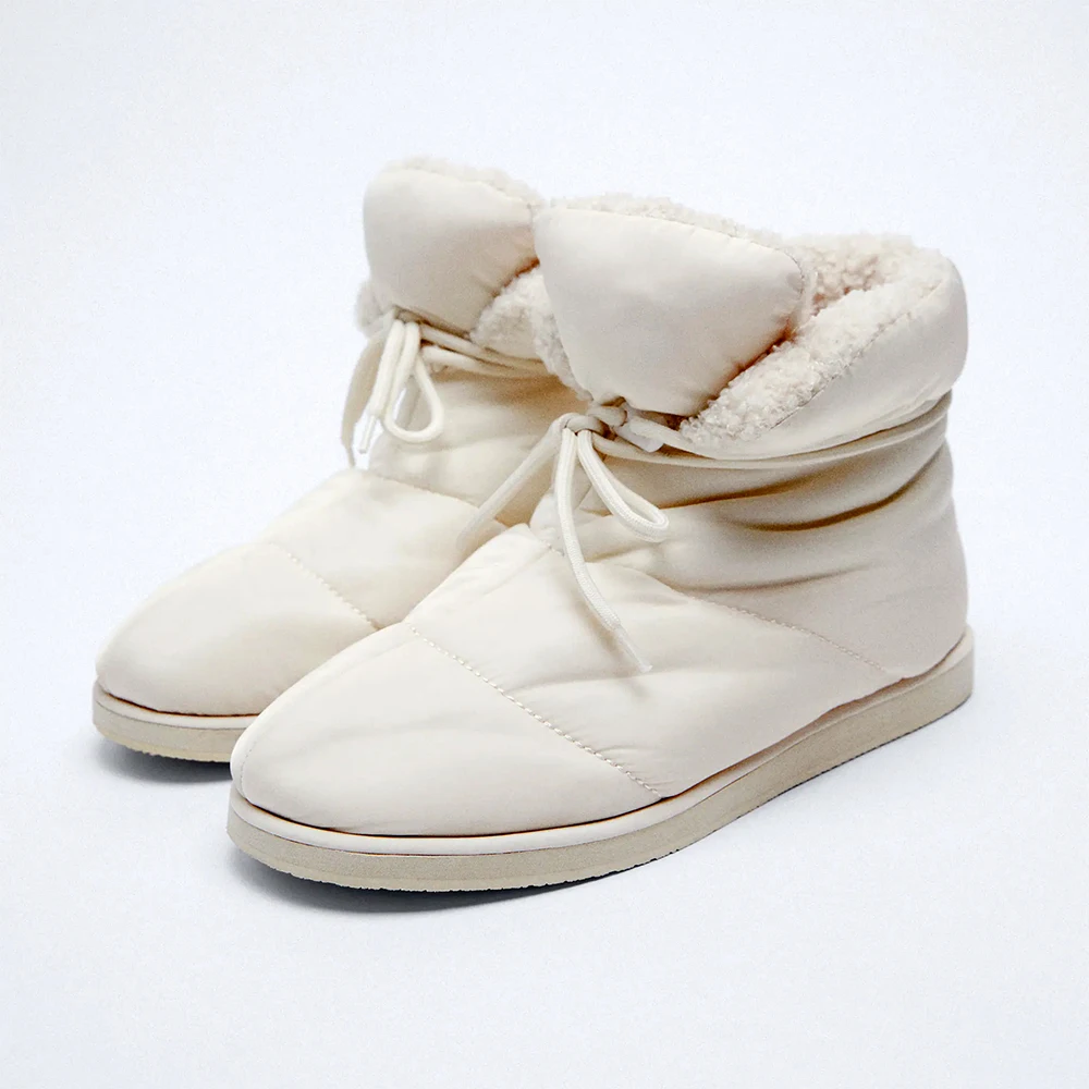 asumer za brand new snow boots women nylon down ankle boots warm winter boots lace up womens boots ins hot flats cotton shoes free global shipping