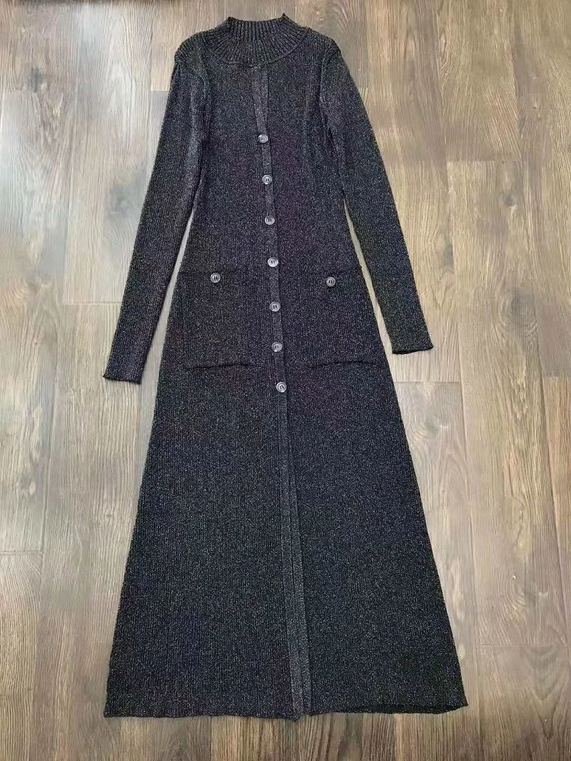 High Quality Long Sweater Dress New 2020 Early Spring Fashion Women Pocket Patchwork Sleeve Casual Cardigan Knitwear | Женская одежда