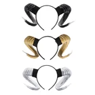 Обруч для волос для девочек, с искусственными рогами козы, модная резинка для волос