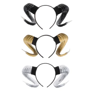 Обруч для волос для девочек, с искусственными рогами козы, модная резинка для волос