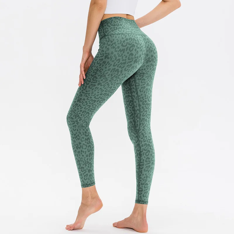 Euro Size Green Leopard Print Wome Sport Legging Premium Women High Waist Push Up Gym Tight Squat Proof Activewears Yoga Pant