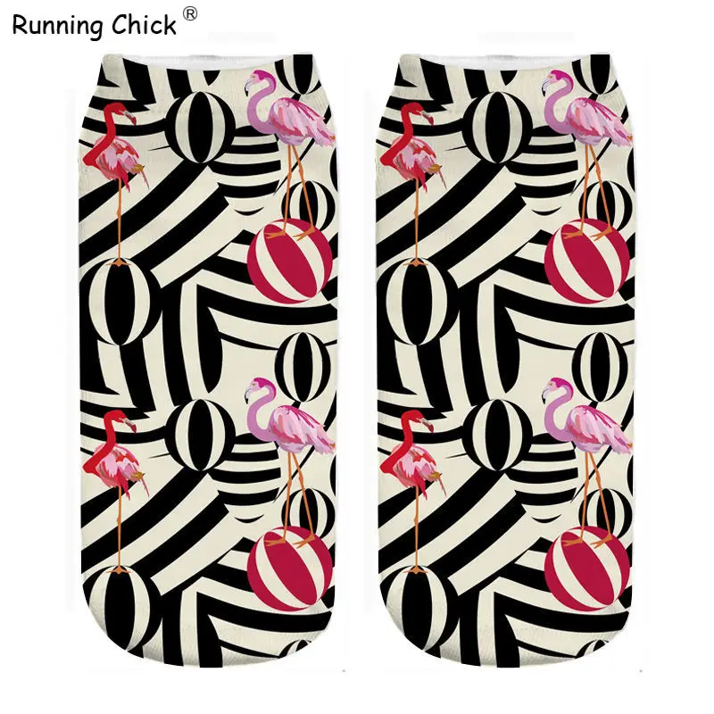 Носки Бег цыпленок Фламинго цветок 3d цифровая печать оптовая продажа и Прямая