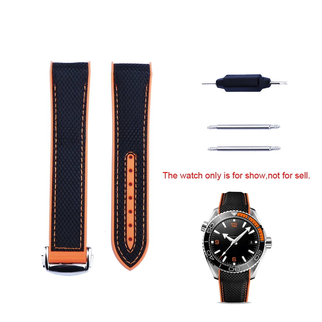 

CARLYWET 20 21 22mm Black Orange Rubber Watch Band Strap For Omega Seamaster Planet Ocean 300m 600m 43.5mm/ 600m 45.5mm
