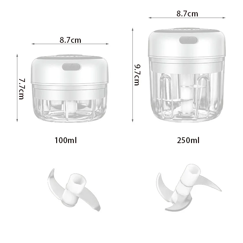 

100/250ml Electric Garlic Masher Mini USB Vegetable Chili Meat Grinder Rechargeable Food Masher Home Kitchen Cooking Tools