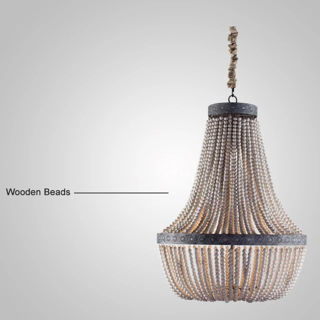 Антикварная Деревянная люстра из бисера винтажная Белая французская стильная