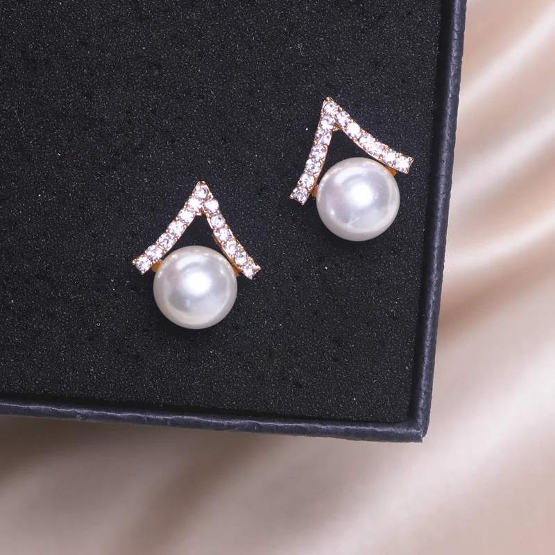 Женские серьги гвоздики с искусственным жемчугом|Серьги-гвоздики| |