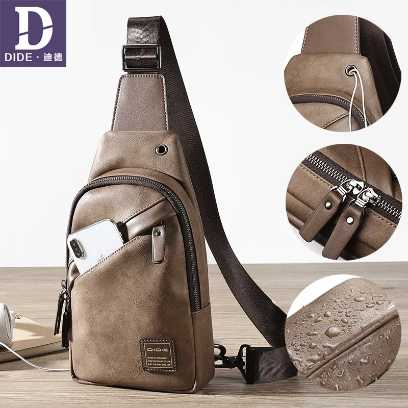 DIDE кожаные нагрудные сумки мужские на одно плечо через высокое качество сумка
