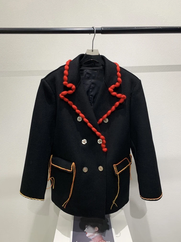 

Fashion 2021 Autumn Women Patchwork 80% Wool Blazer Jacket Ladies Luxury Coat Outerwear For Female Ddxgz2