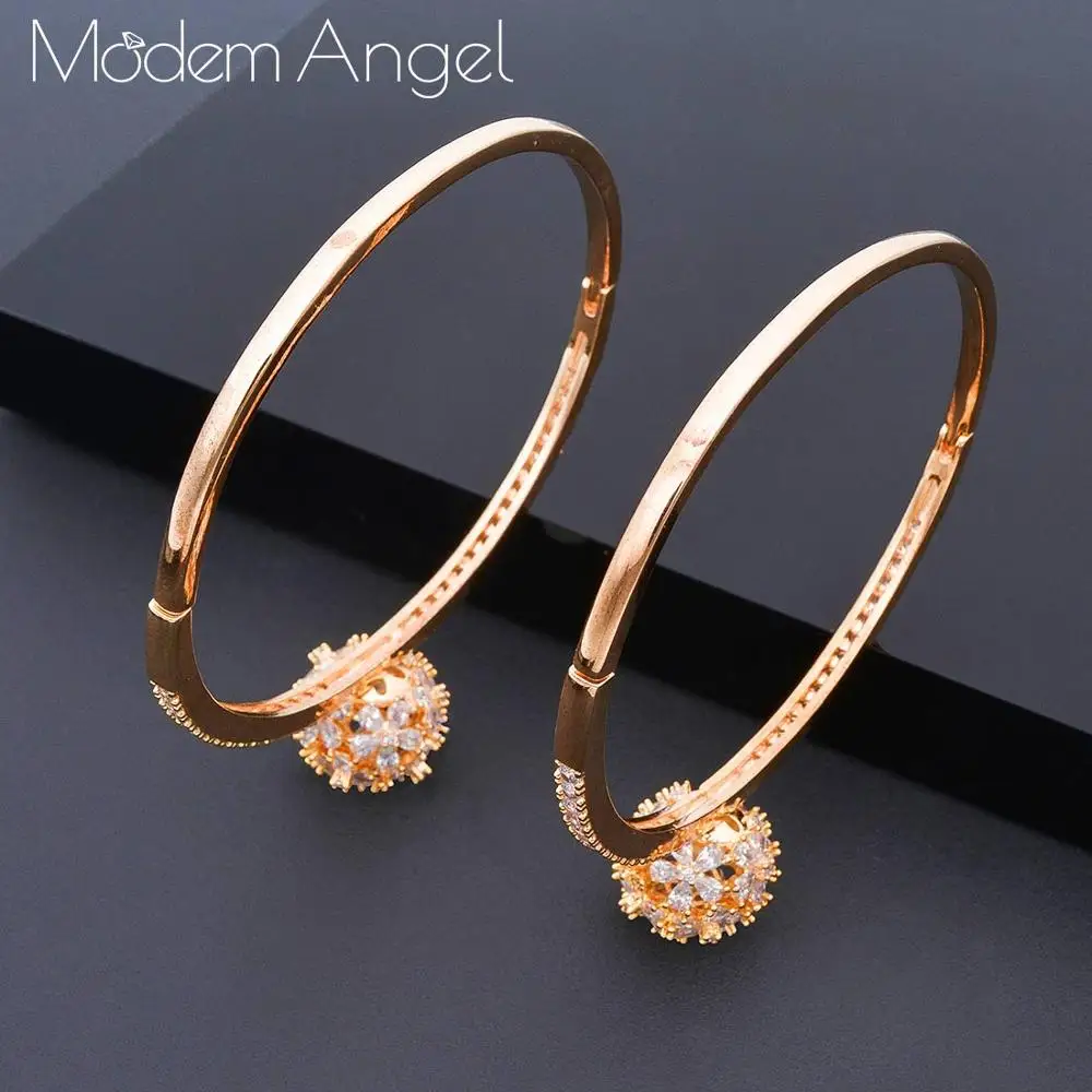 ModemAngel Luxury Round Ball bangle AAA zircon micro pave hand bracelet For Women Wedding setting | Украшения и аксессуары
