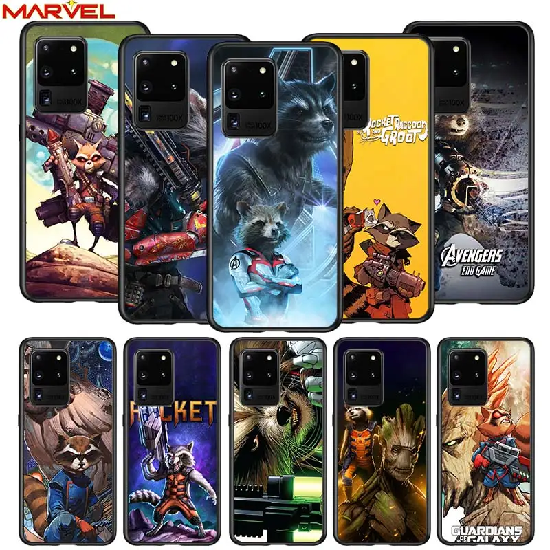 

Rocket Racoon Marvel cute for Samsung S20 FE Ultra Plus A91 A81 A71 A51 A41 A31 A21S A72 A52 A42 A02S Soft Black Phone Case