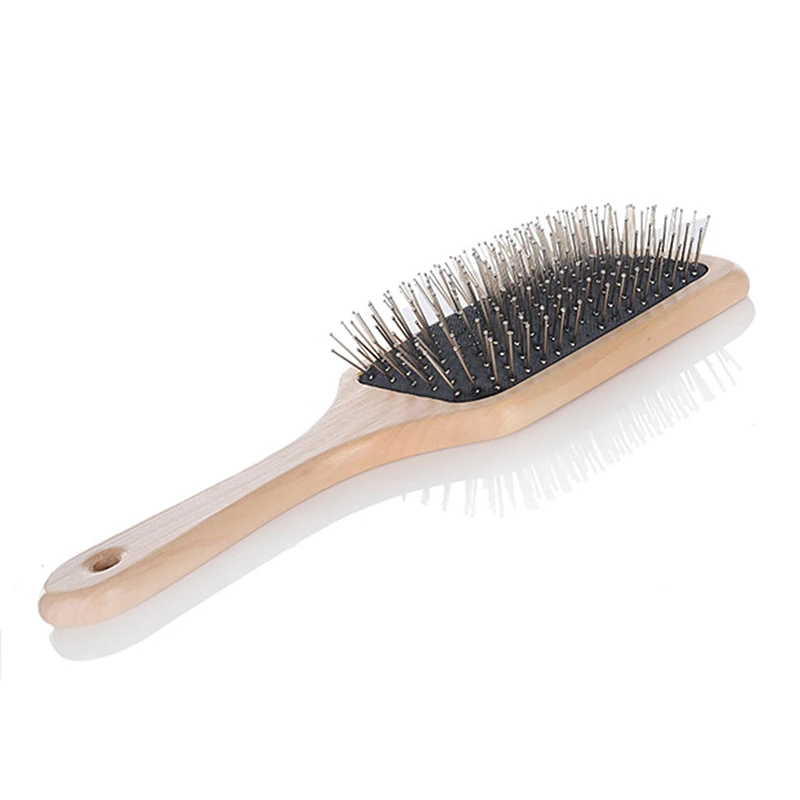 

New Wooden Handle Massage Hair Brush with Metal Pins Message Comb With Air Cushion Improve Hair Health Paddle Detangling Comb