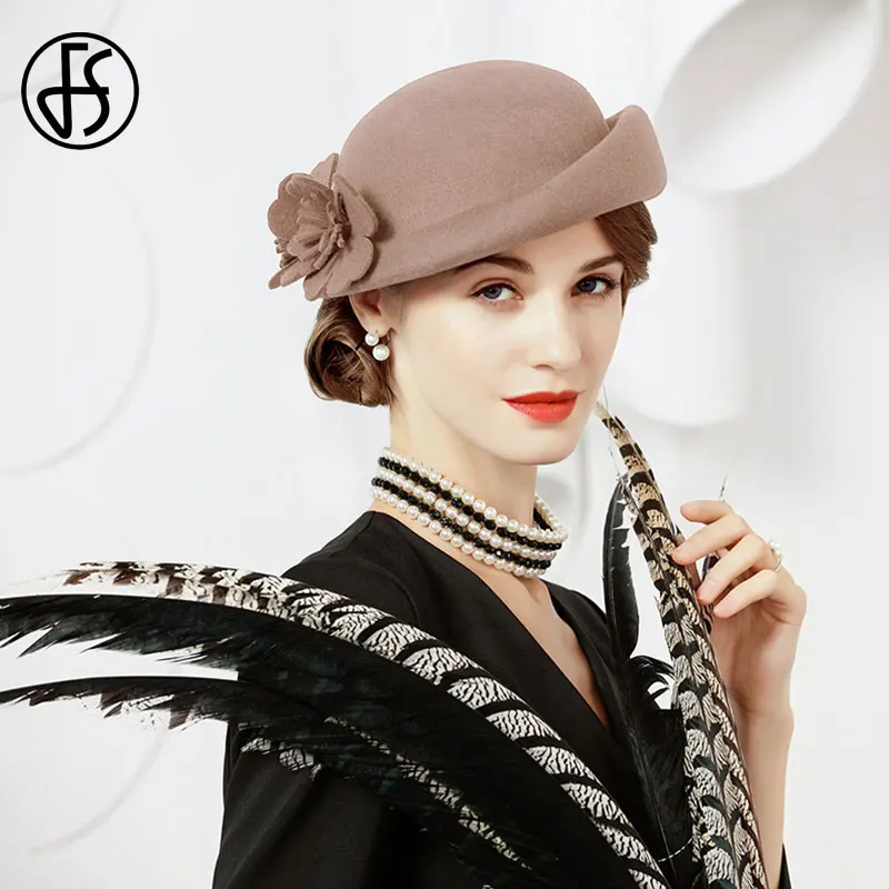 Женский шерстяной берет FS элегантная шляпа с большим цветком широкая голубая