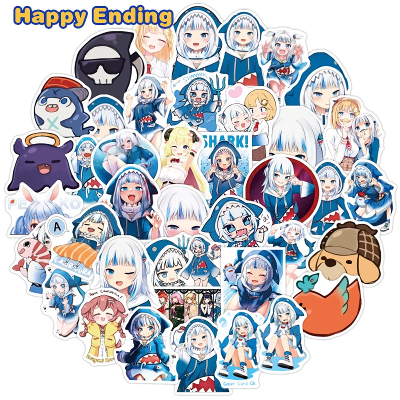 

10/30/50Pcs Hololive Vtuber Shark Anime Graffiti Stickers For Motorcycle Luggage Laptop Guitar Skateboard Waterproof Pegatinas