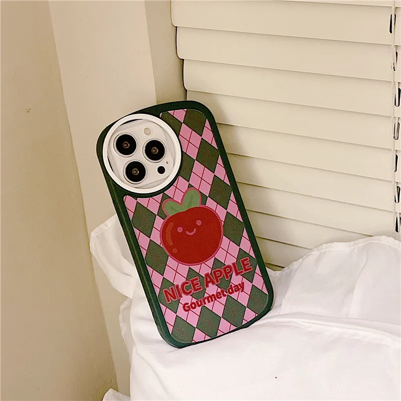 

Apple Lattice Round Hole Phone Case for iPhone 13 12 mini 11 Pro X XR XS MAX 7 8 6 Plus SE 2020 Protective Sleeve Cover