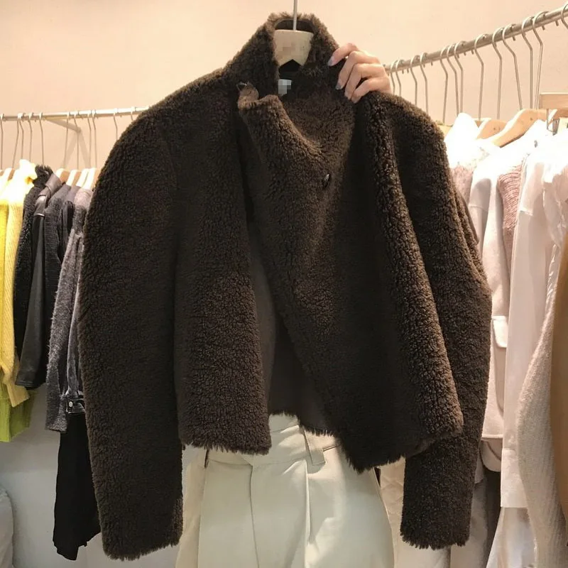 売る 2020冬の韓国語バージョンの純粋な色ぬくもり厚い毛皮1豪華なショートジャケット女性