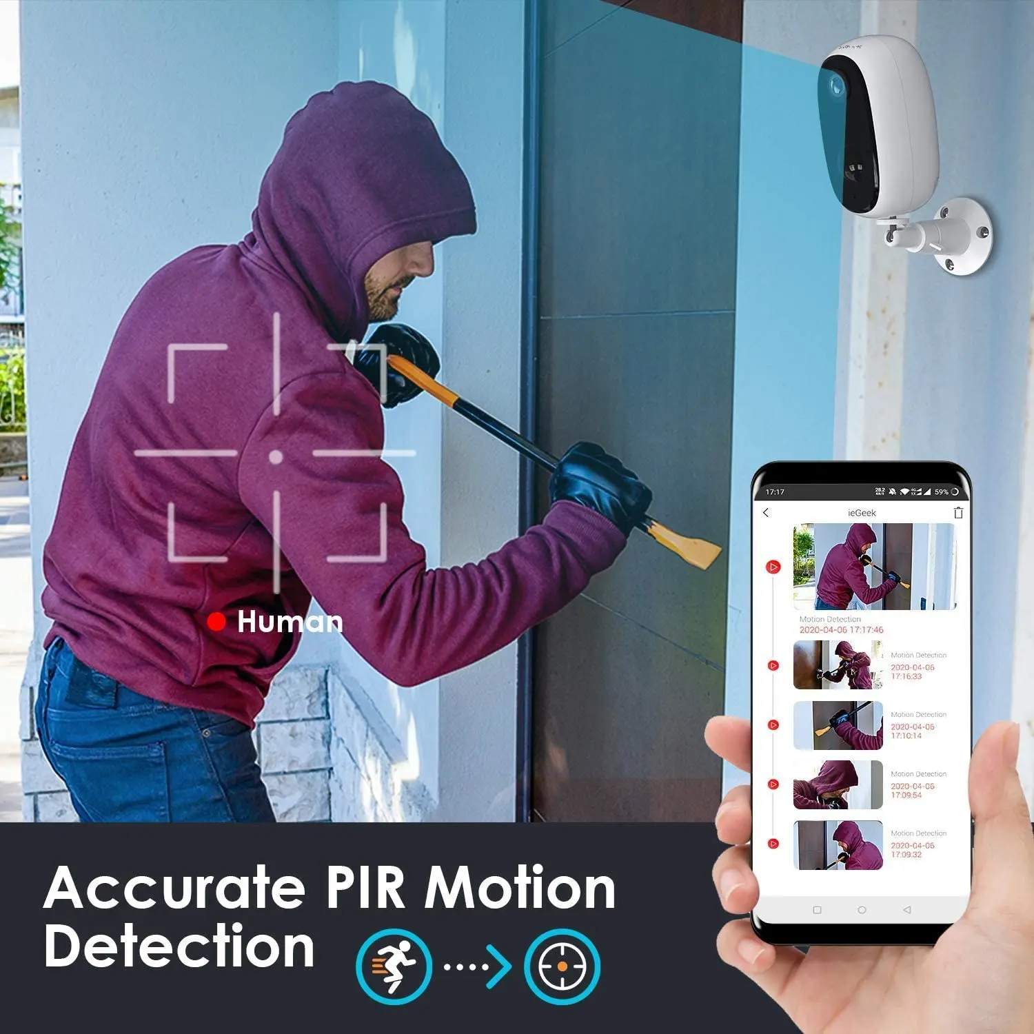Камера ieGeek 5200 мАч с аккумулятором 1080P внешняя Wi-Fi камера домашняя фотокамера |