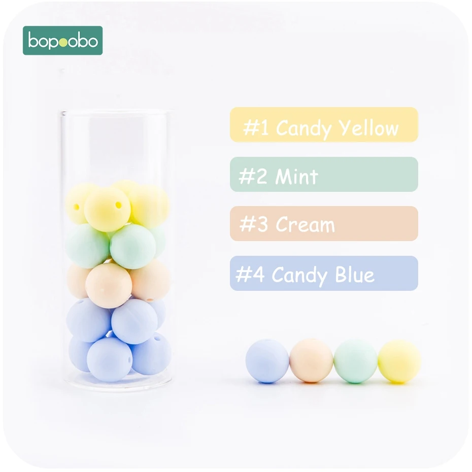 Yellow-Blue Bopoobo 15 мм 30 шт 4-6 месяцев силиконовый бисер ребенок Прорезывание Зубов Бусины безопасные и натуральные Экологичные нетоксичные не BPA Силиконовые Бусины - Цвет: Yellow-Blue