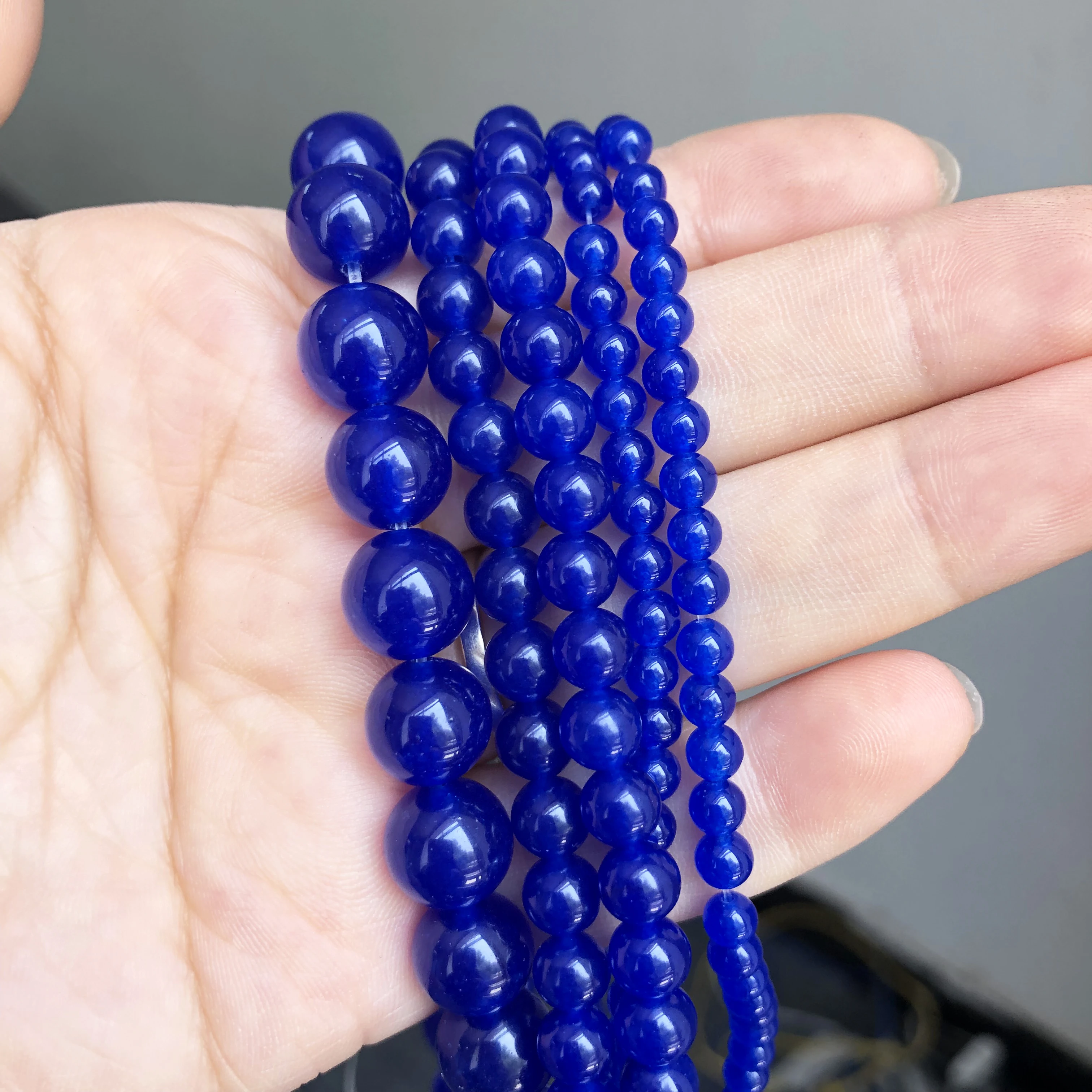 AAA+ Natural Dark Blue Jades Round Loose Stone Beads For Jewelry Making 15.5&quot 4/6/8/10/12mm DIY Bracelet Pendant Necklace | Украшения и