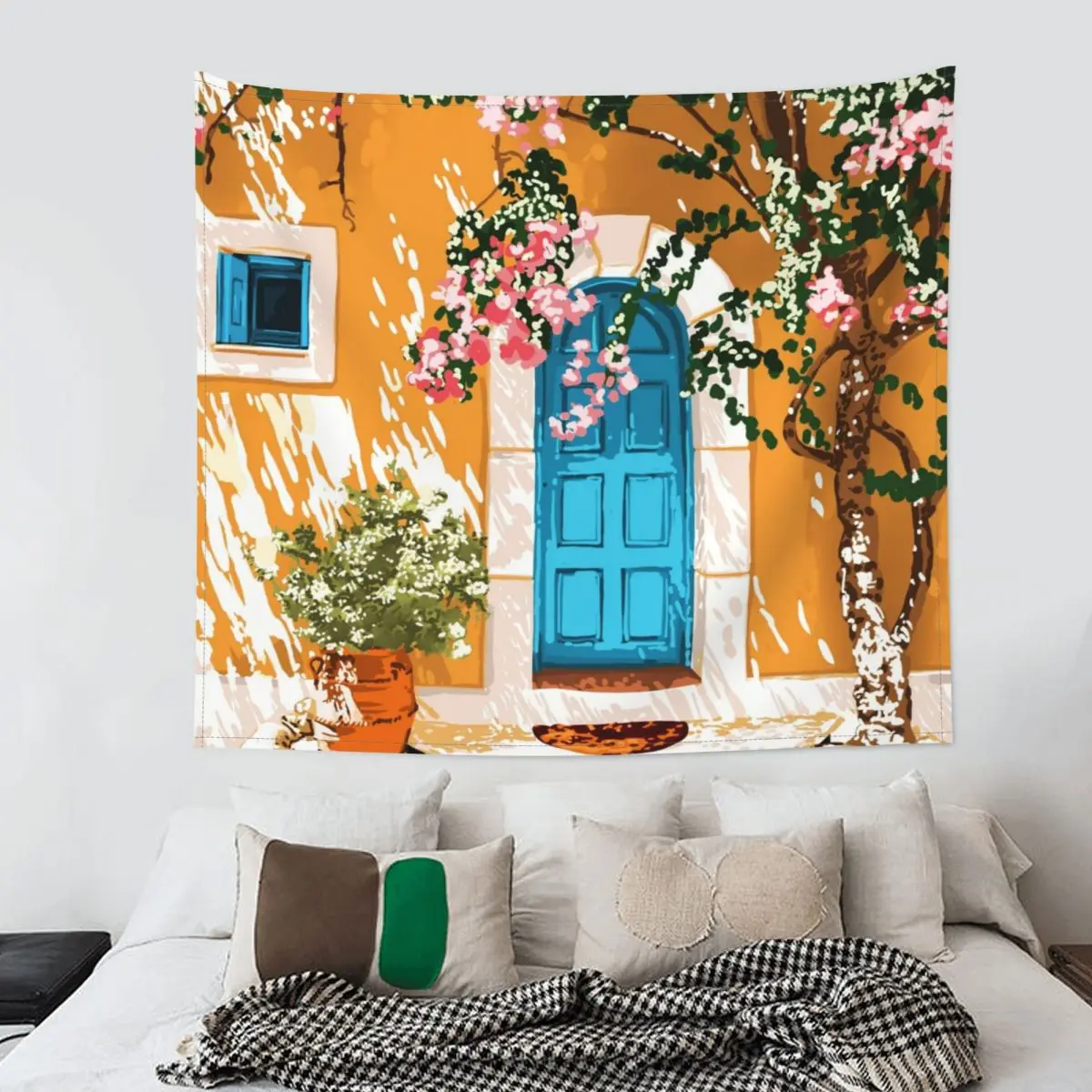 Summer Travel Spain Greece Painting Tapestry Hippie Polyester Wall Hanging Room Decoration Curtain Retro | Дом и сад