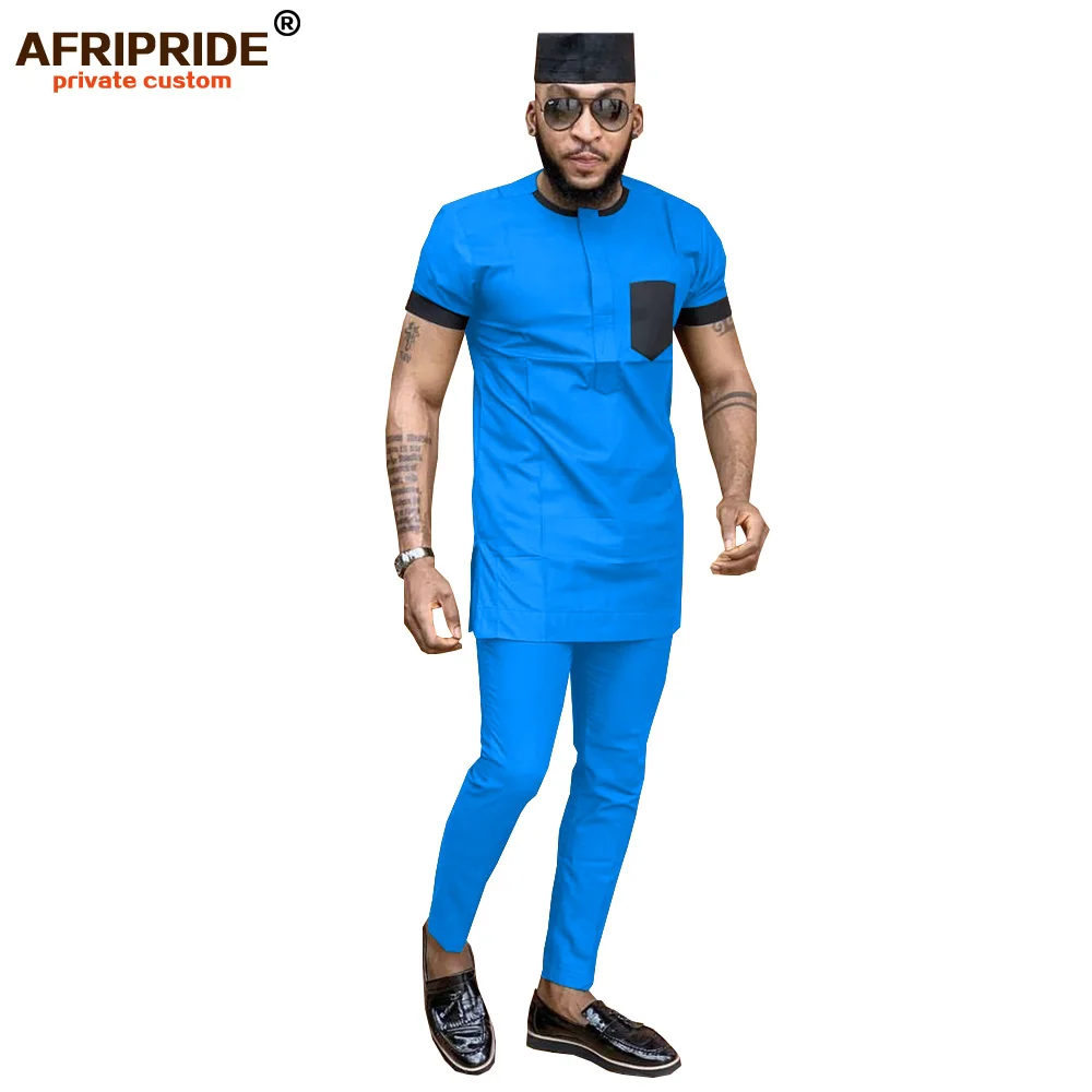 2019 африканская мужская одежда с принтом Дашики 3 предмета рубашки коротким